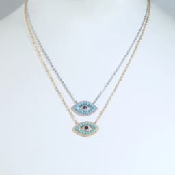 2023 New Arrived Fashion Women Lady Jewelry Gold Color White Blue Turquoises Stone Nice Turkish Evil Eye Necklace