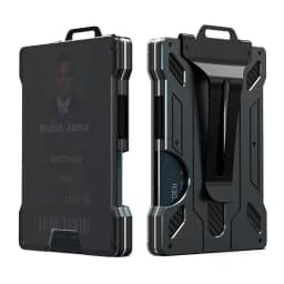 Minimalist Wallet for Men- Slim Aluminum Metal Money Clip Wallet with Clear ID Card Holder, Carbon Fiber Wallet, RFID Blocking