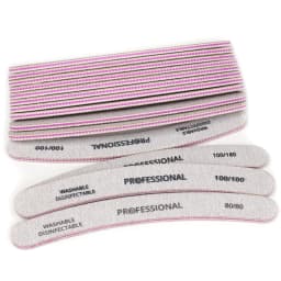 50Pcs Professional Nail File Curved Banana Nail Buffer Polish Sandpaper 80/80 100/100 100/180 Buffing Unha Limas Para Manicure