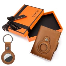 Anti-scan Magnet Credit Card Holder Wallet Genuine Leather Automatic Pop Out Aluminum Smart Wallets Luxury AirTag Purse Set