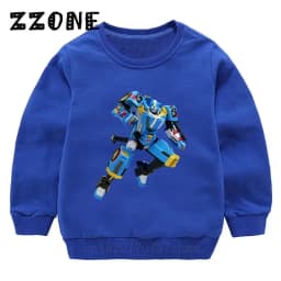 Kids Sweatshirts Tobot Evolution Transformer Robot Car Print Funny Children Hoodies Casual Baby Pullover Tops Girls Boys Clothes
