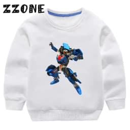 Kids Sweatshirts Tobot Evolution Transformer Robot Car Print Funny Children Hoodies Casual Baby Pullover Tops Girls Boys Clothes