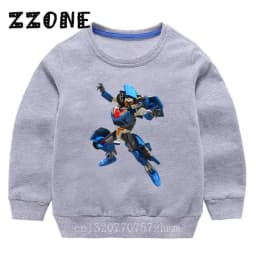 Kids Sweatshirts Tobot Evolution Transformer Robot Car Print Funny Children Hoodies Casual Baby Pullover Tops Girls Boys Clothes