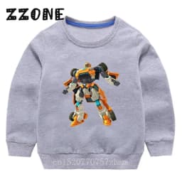 Kids Sweatshirts Tobot Evolution Transformer Robot Car Print Funny Children Hoodies Casual Baby Pullover Tops Girls Boys Clothes