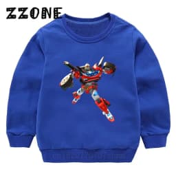 Kids Sweatshirts Tobot Evolution Transformer Robot Car Print Funny Children Hoodies Casual Baby Pullover Tops Girls Boys Clothes