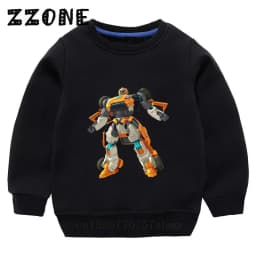 Kids Sweatshirts Tobot Evolution Transformer Robot Car Print Funny Children Hoodies Casual Baby Pullover Tops Girls Boys Clothes
