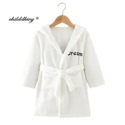 Boy and Girls Flannel Pajamas Robe Autumn and Winter Children Sleepwear Soft Hooded Kids Homewear 2-8 Years