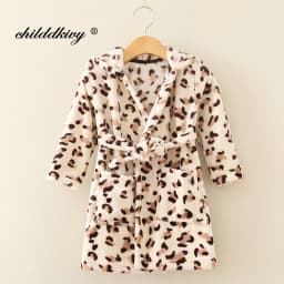 Boy and Girls Flannel Pajamas Robe Autumn and Winter Children Sleepwear Soft Hooded Kids Homewear 2-8 Years