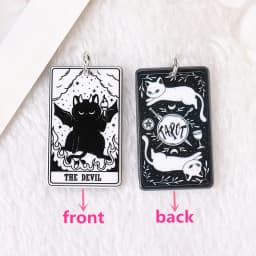 8Pcs 39*23 MM Black White Cat Tarot Card Charms Creative Acrylic Sun Moon And Lovers Jewelry For Earring Necklace Diy