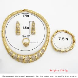 Dubai Jewelry Set For Women 18K Gold Plated Luxury Necklace Earrings Bracelet Ring For Wedding Party Mother's Day Gift On Sale
