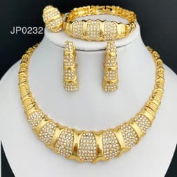 Dubai Jewelry Set For Women 18K Gold Plated Luxury Necklace Earrings Bracelet Ring For Wedding Party Mother's Day Gift On Sale