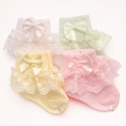 4Pair/lot New lace bow short socks newborn baby socks