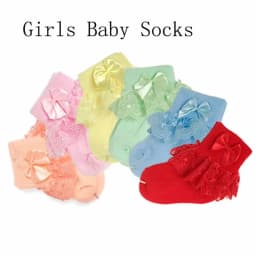 4Pair/lot New lace bow short socks newborn baby socks