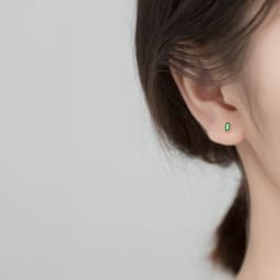 Modian Silver Small Tiny Green Zircon Stud Earrings 100% 925 Sterling Silver Emerald Cut Crystal Studs Ear For Women Jewelry