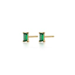 Modian Silver Small Tiny Green Zircon Stud Earrings 100% 925 Sterling Silver Emerald Cut Crystal Studs Ear For Women Jewelry