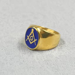 Blue AG Stainless Steel Ring Men Vintage Gold Color Male Hiphop Rock Man Rings Retro Free Mason Freemasonry Masonic Punk Jewelry