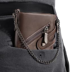 Classic Retro Men's Chain Wallet RFID Anti-Theft Men's Leather Wallet Double Zipper Coin Purse Credit Card Holder for Men