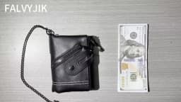 Classic Retro Men's Chain Wallet RFID Anti-Theft Men's Leather Wallet Double Zipper Coin Purse Credit Card Holder for Men