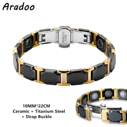 Aradoo Titanium Steel Ceramic Bracelet Magnetic Strap Buckle Power Wristband Jewelry Gifts