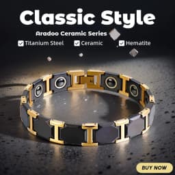 Aradoo Titanium Steel Ceramic Bracelet Magnetic Strap Buckle Power Wristband Jewelry Gifts