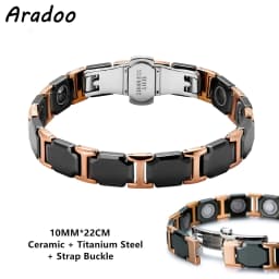 Aradoo Titanium Steel Ceramic Bracelet Magnetic Strap Buckle Power Wristband Jewelry Gifts
