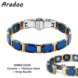 Aradoo Titanium Steel Ceramic Bracelet Magnetic Strap Buckle Power Wristband Jewelry Gifts