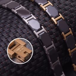 Aradoo Titanium Steel Ceramic Bracelet Magnetic Strap Buckle Power Wristband Jewelry Gifts