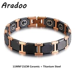 Aradoo Titanium Steel Ceramic Bracelet Magnetic Strap Buckle Power Wristband Jewelry Gifts