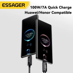 Essager 100W USB A to Type C Fast Charge Cable Type C Data Cord for Xiaomi Samsung Huawei Realme With Led Digital Display Cable