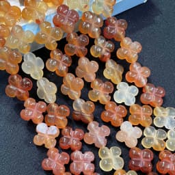 14MM Natural Stone Flower Tiger Eye Quartz Agates Spacer Loose Beads For Jewelry Making DIY Bracelet Necklace Accessories