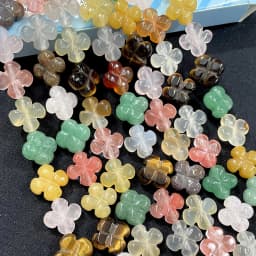 14MM Natural Stone Flower Tiger Eye Quartz Agates Spacer Loose Beads For Jewelry Making DIY Bracelet Necklace Accessories