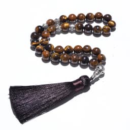 8mm/10mm Black Onyx Yellow Tiger Eye Islamic Muslim Tasbih 33 Prayer Beads Bracelet Men and Women  Rosary Natural Stone Jewelry