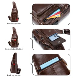 SCHLATUM Genuine Leather Chest Bag Men Fashion Style Casual Straddle Bag Business Large Capacity Multifunctional Shoulder Bag