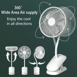 KASYDoFF USB Stroller Fans Power Bank Fan Clip Fan Portable with 4 Gears Quiet Clip on Mini Table Fan 720° Rotatable Battery Fan
