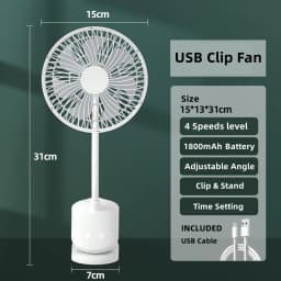 KASYDoFF USB Stroller Fans Power Bank Fan Clip Fan Portable with 4 Gears Quiet Clip on Mini Table Fan 720° Rotatable Battery Fan