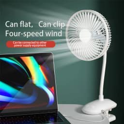 KASYDoFF USB Stroller Fans Power Bank Fan Clip Fan Portable with 4 Gears Quiet Clip on Mini Table Fan 720° Rotatable Battery Fan