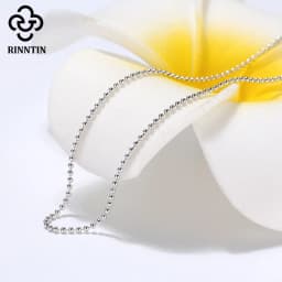 Rinntin Handmade 925 Sterling Silver Fashion 1.2mm Ball Bead Chain Necklace 40/45/50/55/60cm for Women Chain Jewelry Gift SC24
