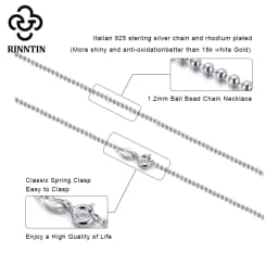 Rinntin Handmade 925 Sterling Silver Fashion 1.2mm Ball Bead Chain Necklace 40/45/50/55/60cm for Women Chain Jewelry Gift SC24