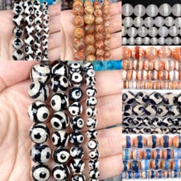 Natural Stone Faceted Tibetan Dzi Agates Round Beads Spacer Loose For Jewelry Making DIY Bracelet Necklace Decoration 6 8 10 MM
