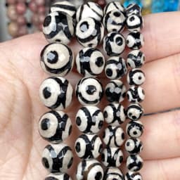 Natural Stone Faceted Tibetan Dzi Agates Round Beads Spacer Loose For Jewelry Making DIY Bracelet Necklace Decoration 6 8 10 MM