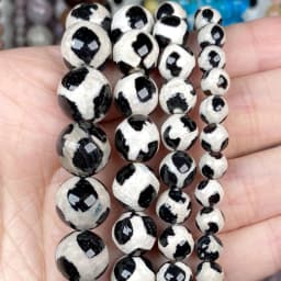 Natural Stone Faceted Tibetan Dzi Agates Round Beads Spacer Loose For Jewelry Making DIY Bracelet Necklace Decoration 6 8 10 MM