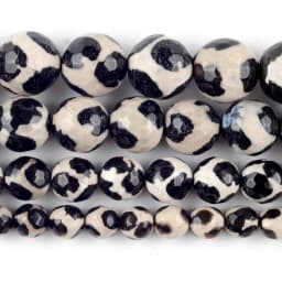 Natural Stone Faceted Tibetan Dzi Agates Round Beads Spacer Loose For Jewelry Making DIY Bracelet Necklace Decoration 6 8 10 MM