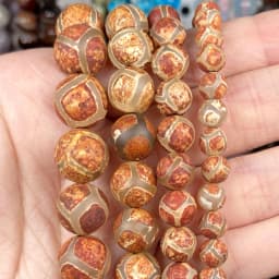 Natural Stone Faceted Tibetan Dzi Agates Round Beads Spacer Loose For Jewelry Making DIY Bracelet Necklace Decoration 6 8 10 MM