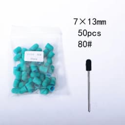 50PCS Green Nail Sanding Caps Bands With Rubber Drill Polishing Nail Art Rotating Remove Burrs Manicure Pedicure Accessory Tool