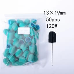 50PCS Green Nail Sanding Caps Bands With Rubber Drill Polishing Nail Art Rotating Remove Burrs Manicure Pedicure Accessory Tool