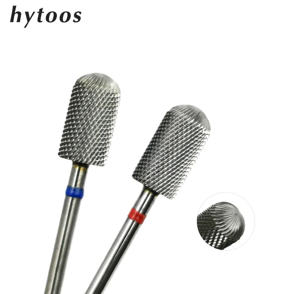 HYTOOS Smooth Top Large Barrel Bits (R Cut) 3/32 Carbide Nail Drill Bit Milling Cutter For Manicure Nail Art Equipment Tools