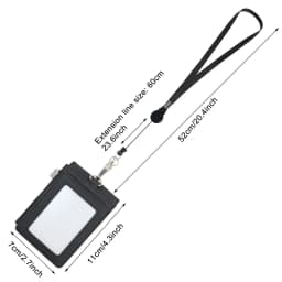 Multipurpose Lanyard ID Badge Holder PU Leather Zipper Pocket with 4 Card Slots for Offices School Credit Cards Identification