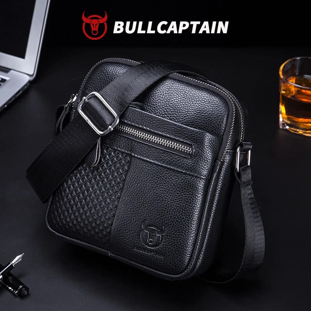 BULLCAPATIN Men's Genuine Leather Shoulder Bag Messenger Briefcase CrossBody Handbag Satchel Travel Bag