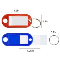 100x Coloured Plastic Key Fobs Luggage ID Tags Labels Key rings with Name Cards, For Many Uses - Bunches Of Keys, Luggage