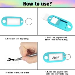 100x Coloured Plastic Key Fobs Luggage ID Tags Labels Key rings with Name Cards, For Many Uses - Bunches Of Keys, Luggage